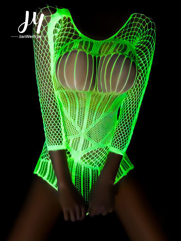 Sexy Hollowed Night Light Connecting Short Stockings Bag Hip Network Clothes Uniform Suit Temptation